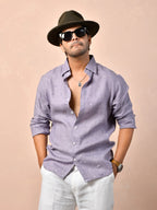 Bandhani Lavender Gray Pure Linen Shirt