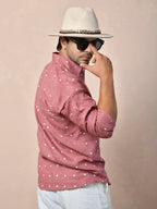 Bandhej Muted Rosewood Pure Linen Shirt