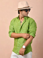 Bandhej Pistachio Green Pure Linen Shirt