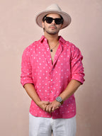 Bandhej Rani Pink Pure Linen Shirt