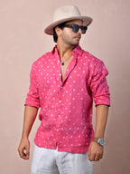 Bandhej Rani Pink Pure Linen Shirt