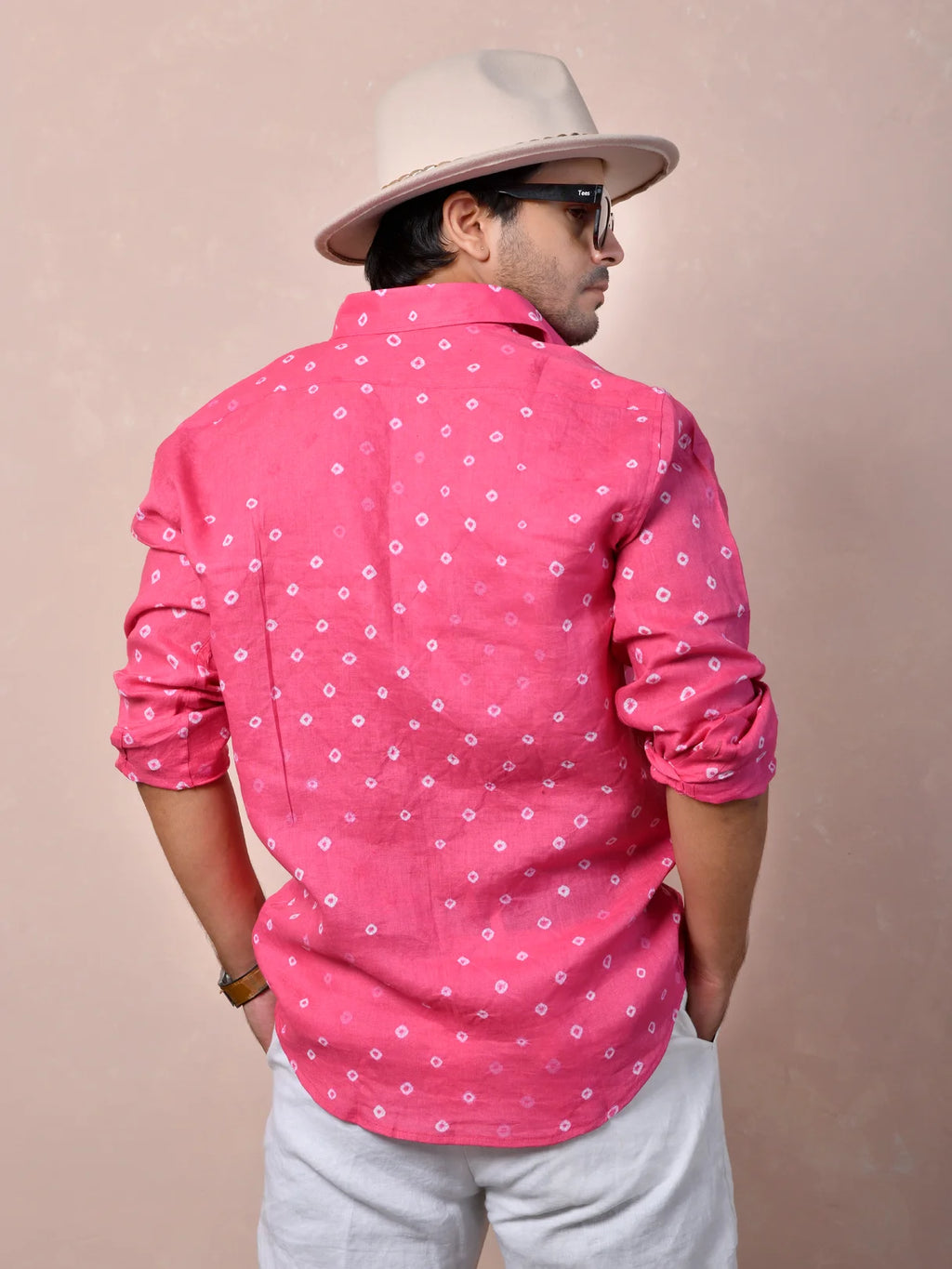 Bandhej Rani Pink Pure Linen Shirt