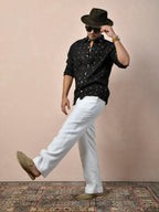 Bandhej Black Pure Linen Shirt