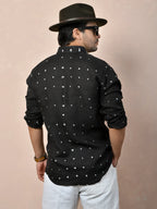 Bandhej Black Pure Linen Shirt