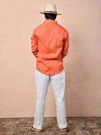 Bandhani Orange Pure Linen Shirt