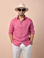 Bandhej Dusty Rose Pink Pure Linen Shirt