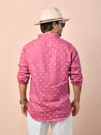 Bandhej Dusty Rose Pink Pure Linen Shirt