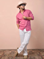 Bandhej Dusty Rose Pink Pure Linen Shirt