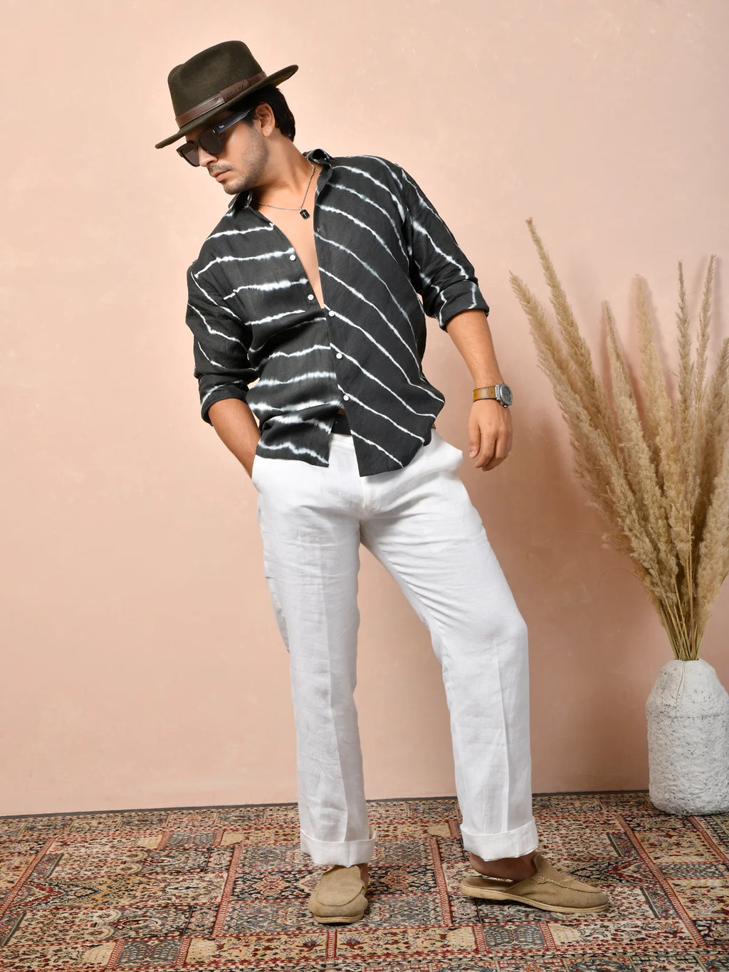 Leheriya Black Pure Linen Shirt
