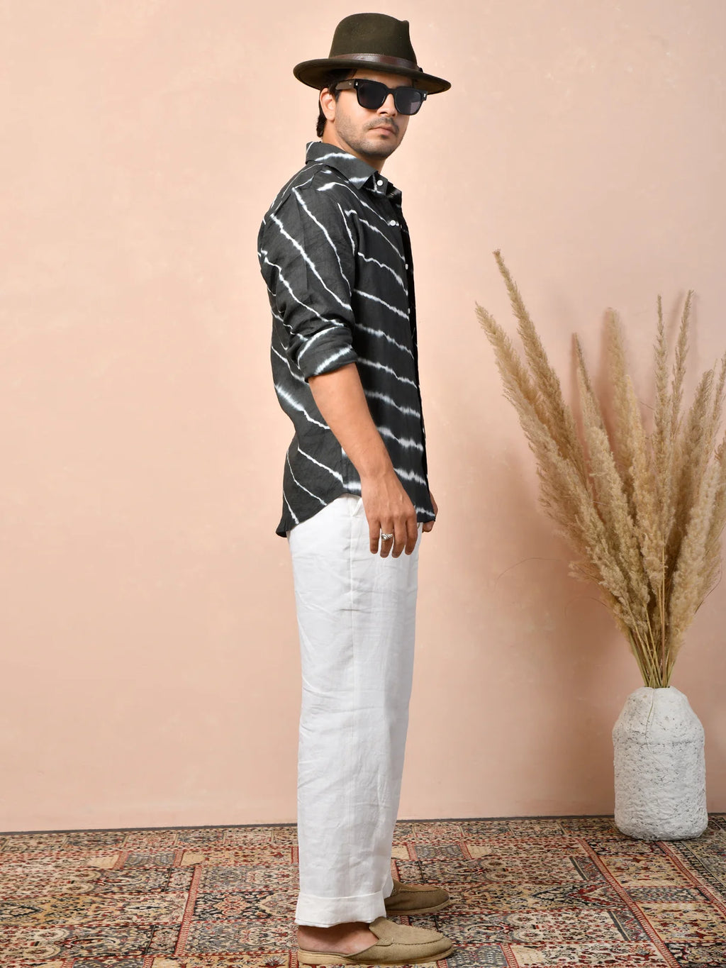 Leheriya Black Pure Linen Shirt