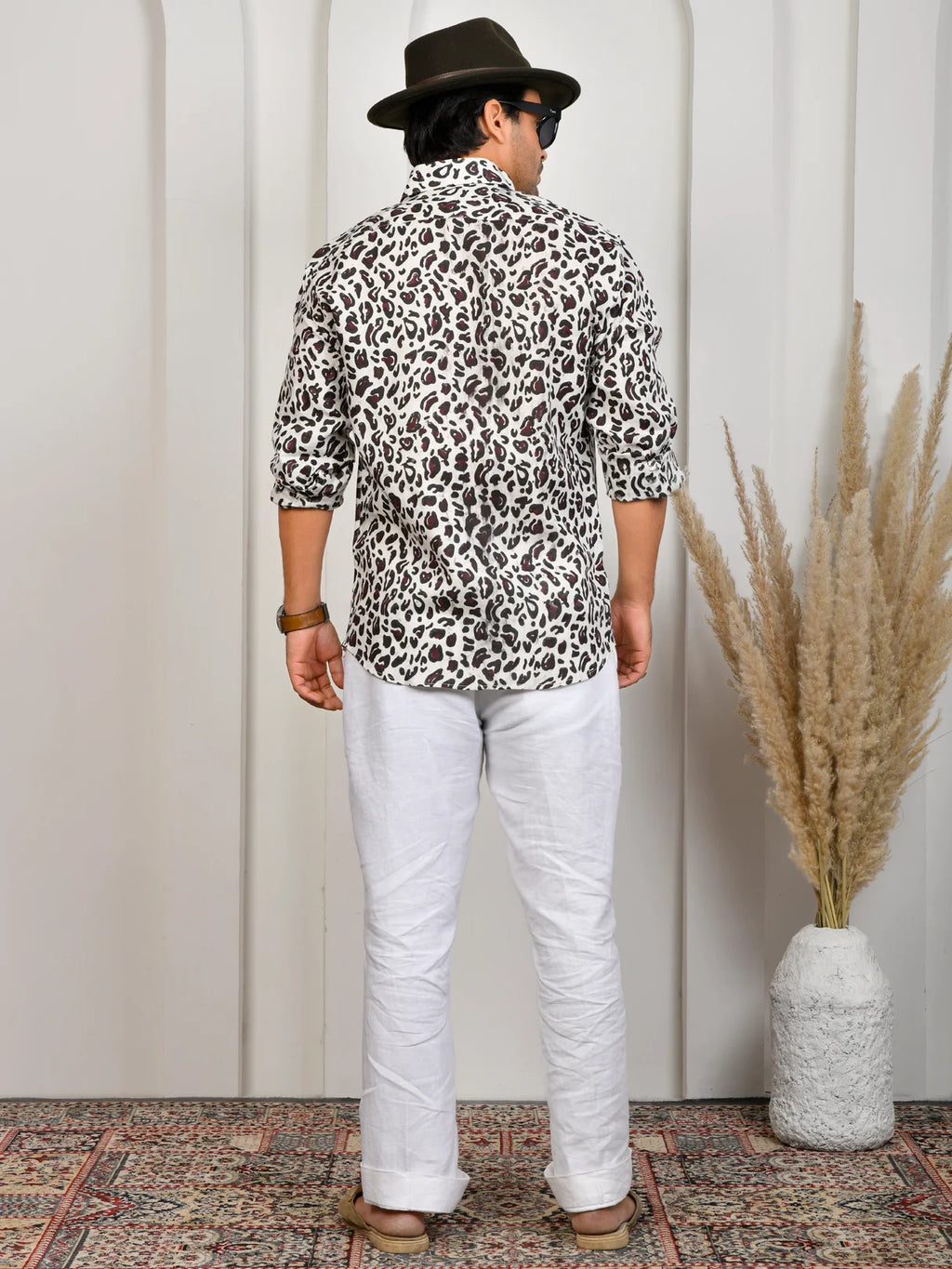 Block Print Brown Pure Linen Shirt