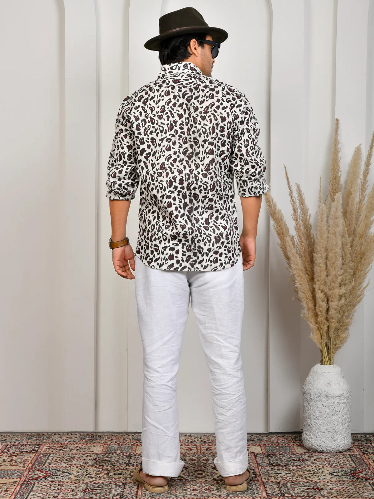 Block Print Brown Pure Linen Shirt
