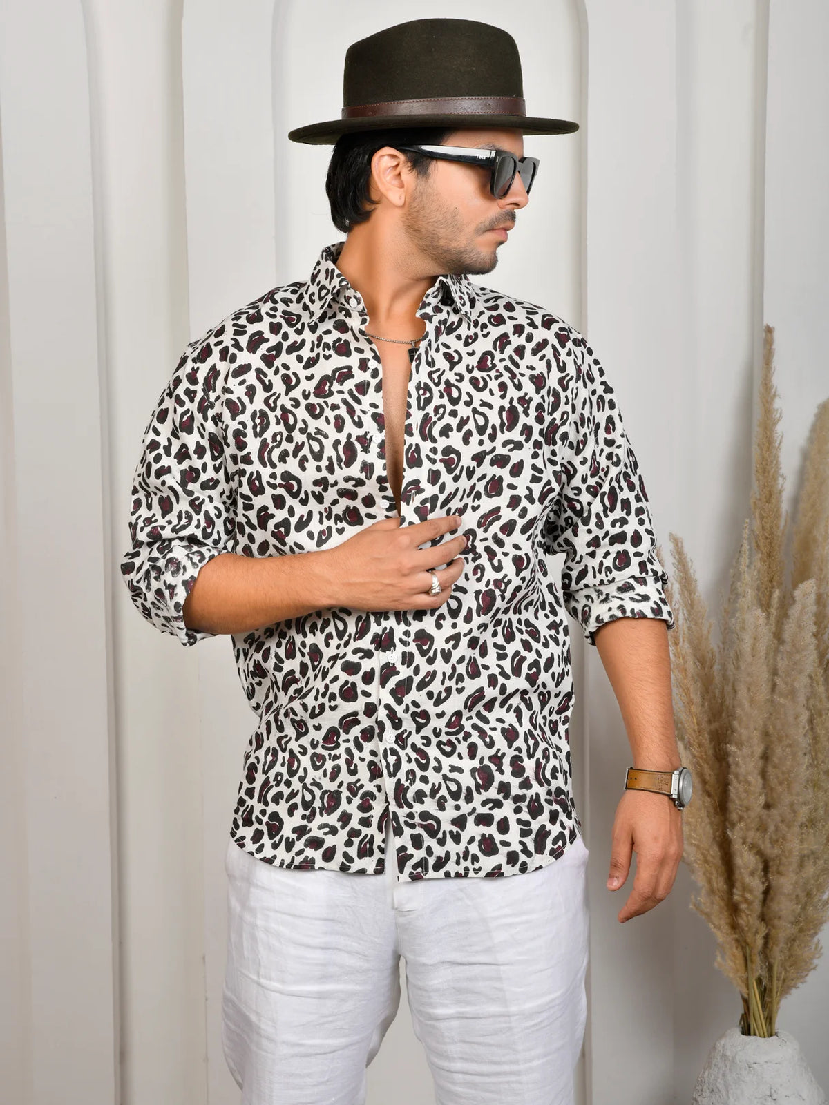 Block Print Brown Pure Linen Shirt