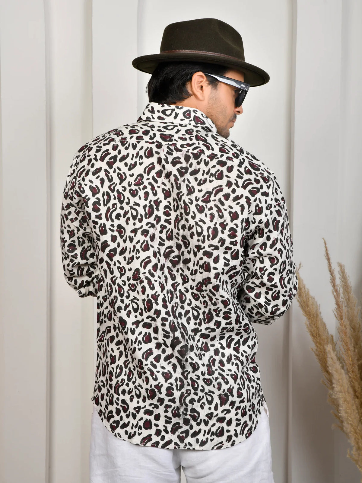 Block Print Brown Pure Linen Shirt