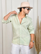 Block Print Green Pure Linen Shirt