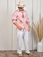 Block Print Pink Pure Linen Shirt