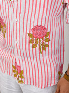 Block Print Pink Pure Linen Shirt