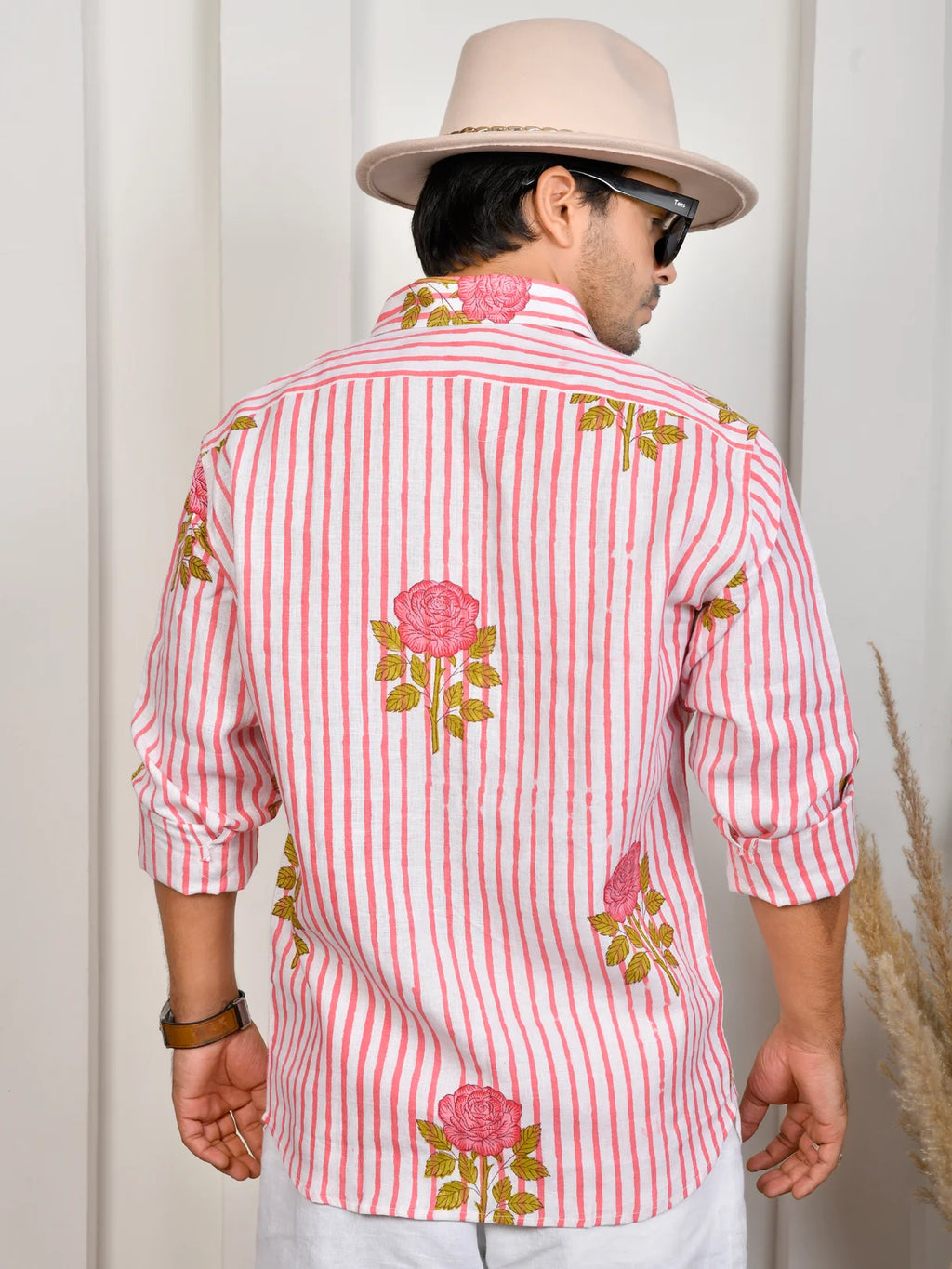 Block Print Pink Pure Linen Shirt