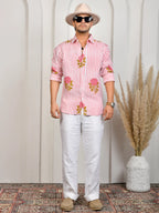 Block Print Pink Pure Linen Shirt