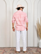 Block Print Pink Stripe Pure Linen Shirt