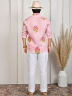 Block Print Pink Pure Linen Shirt
