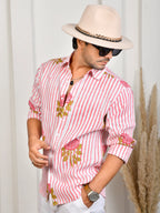 Block Print Pink Pure Linen Shirt