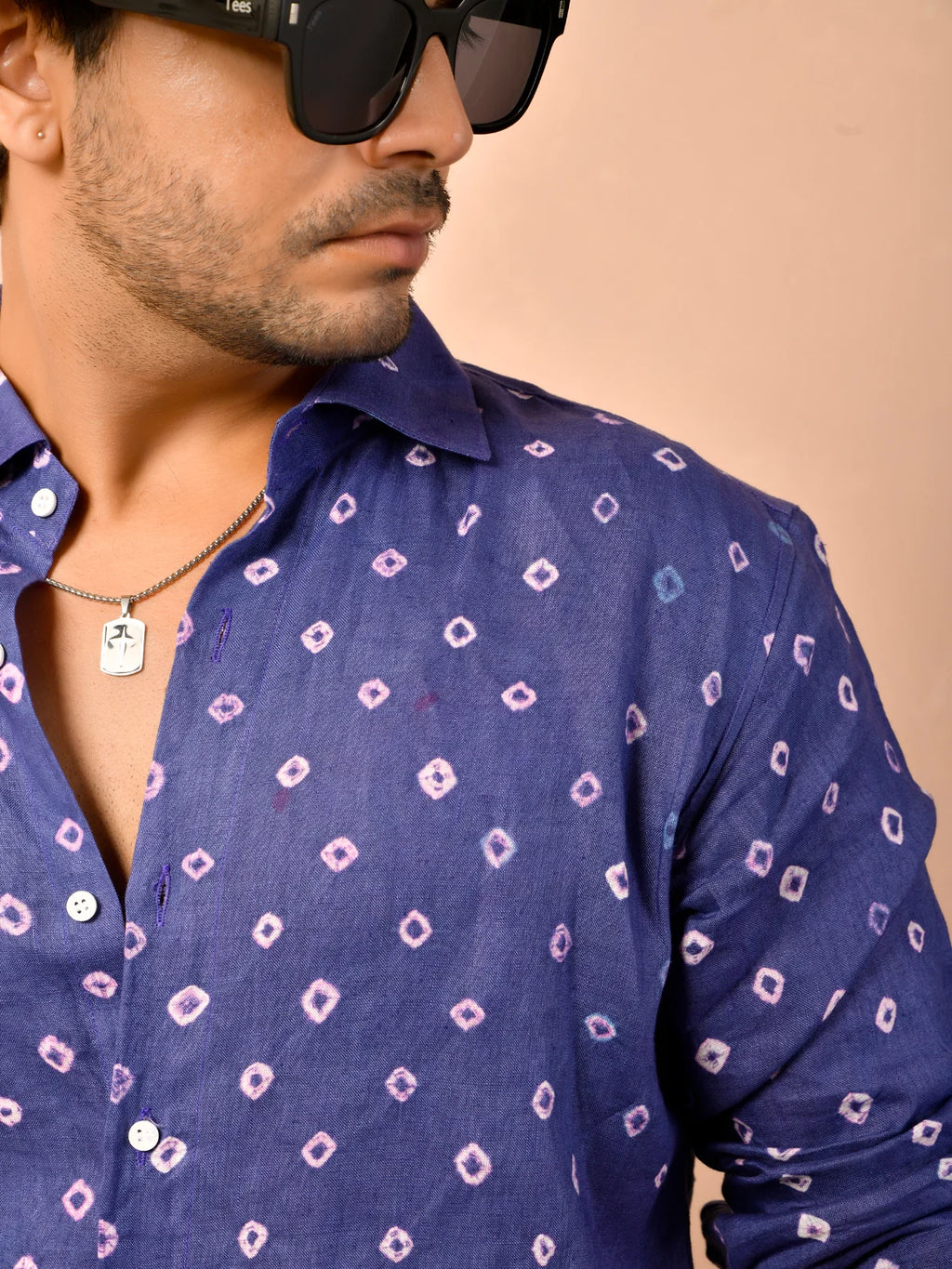 Bandhej Indigo Pure Linen Shirt
