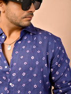 Bandhej Indigo Pure Linen Shirt