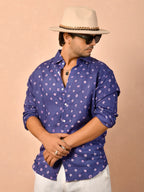Bandhej Indigo Pure Linen Shirt