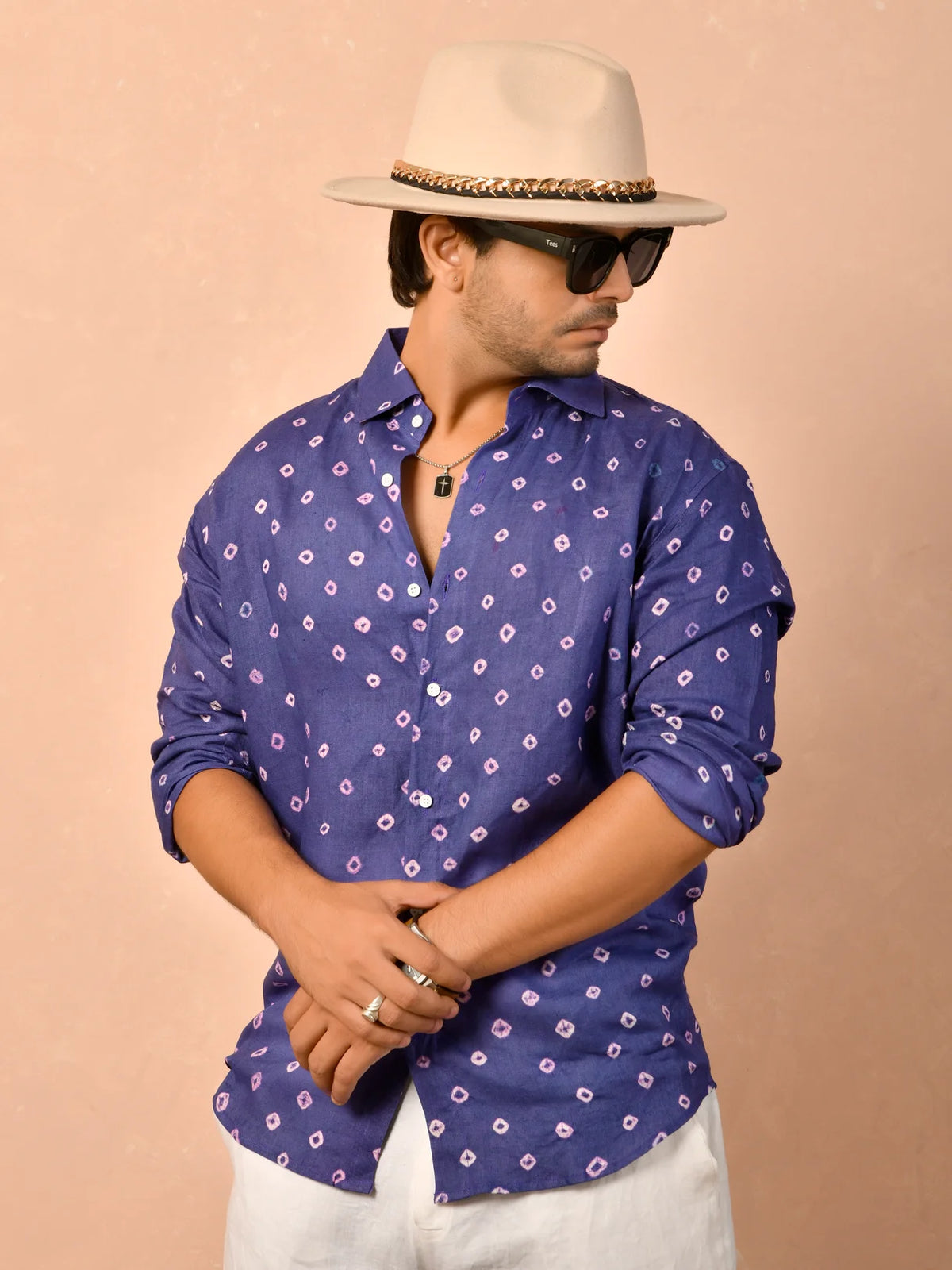 Bandhej Indigo Pure Linen Shirt