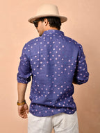 Bandhej Indigo Pure Linen Shirt