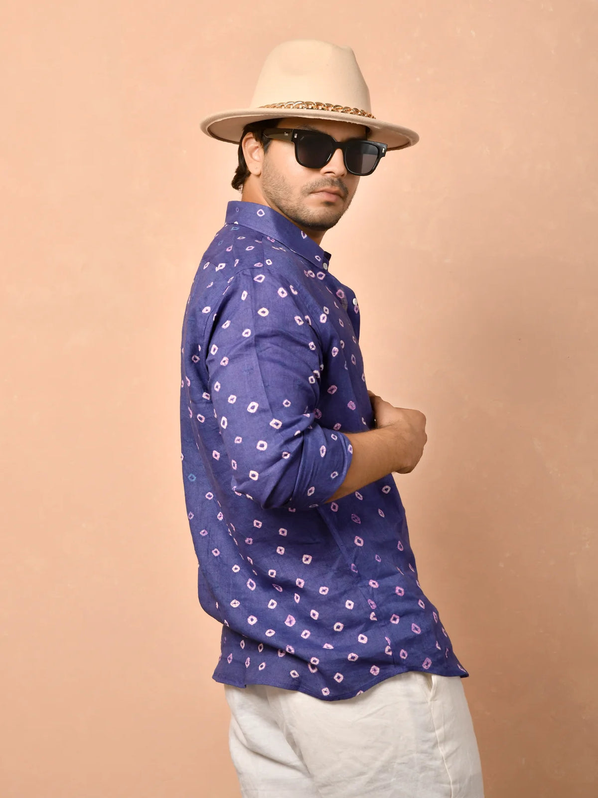 Bandhej Indigo Pure Linen Shirt