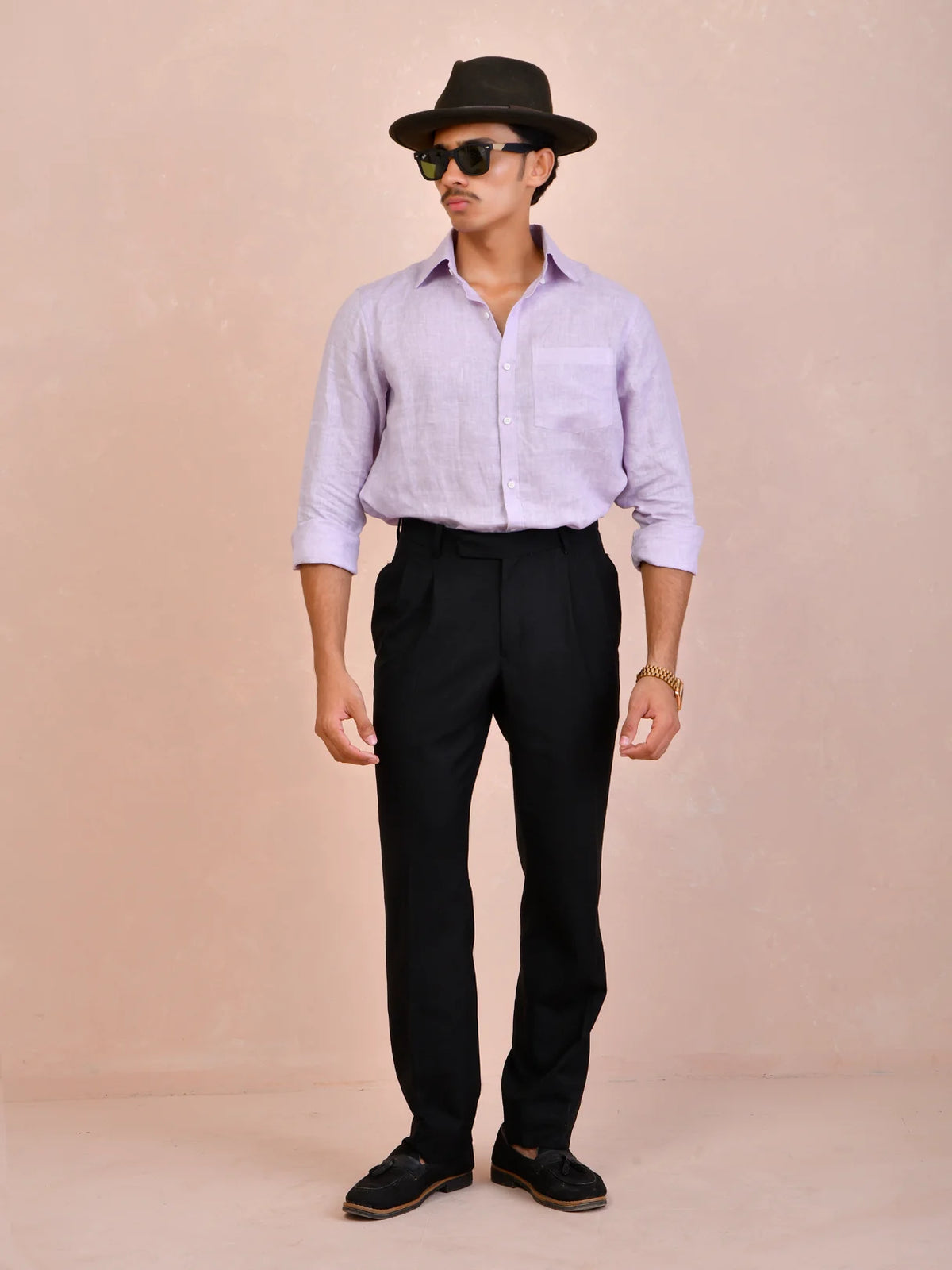 Solid Lavender Pure Linen Shirt