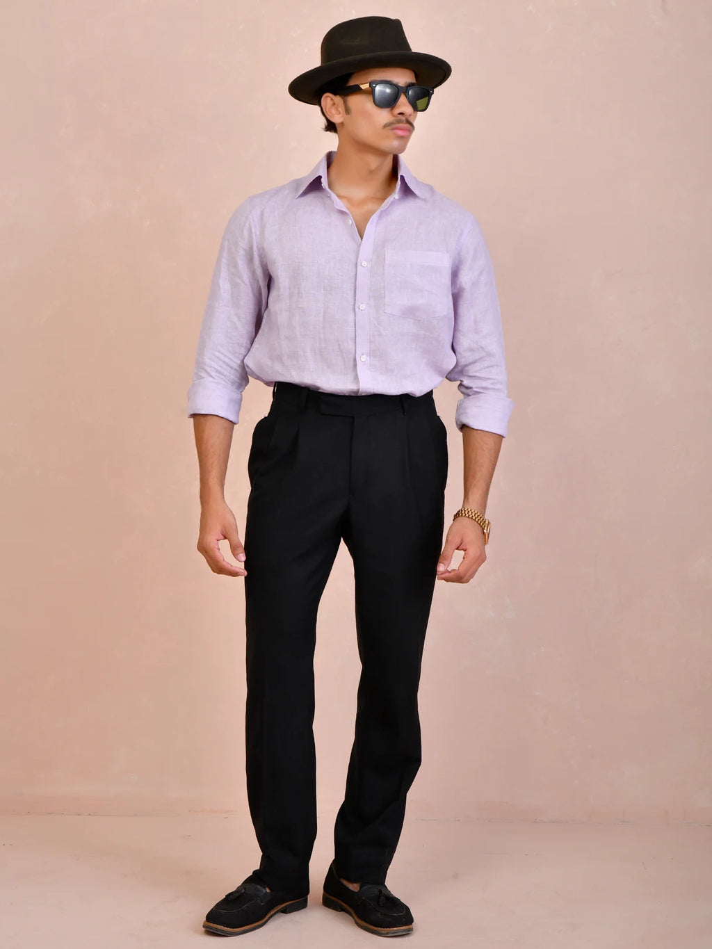 Solid Lavender Pure Linen Shirt