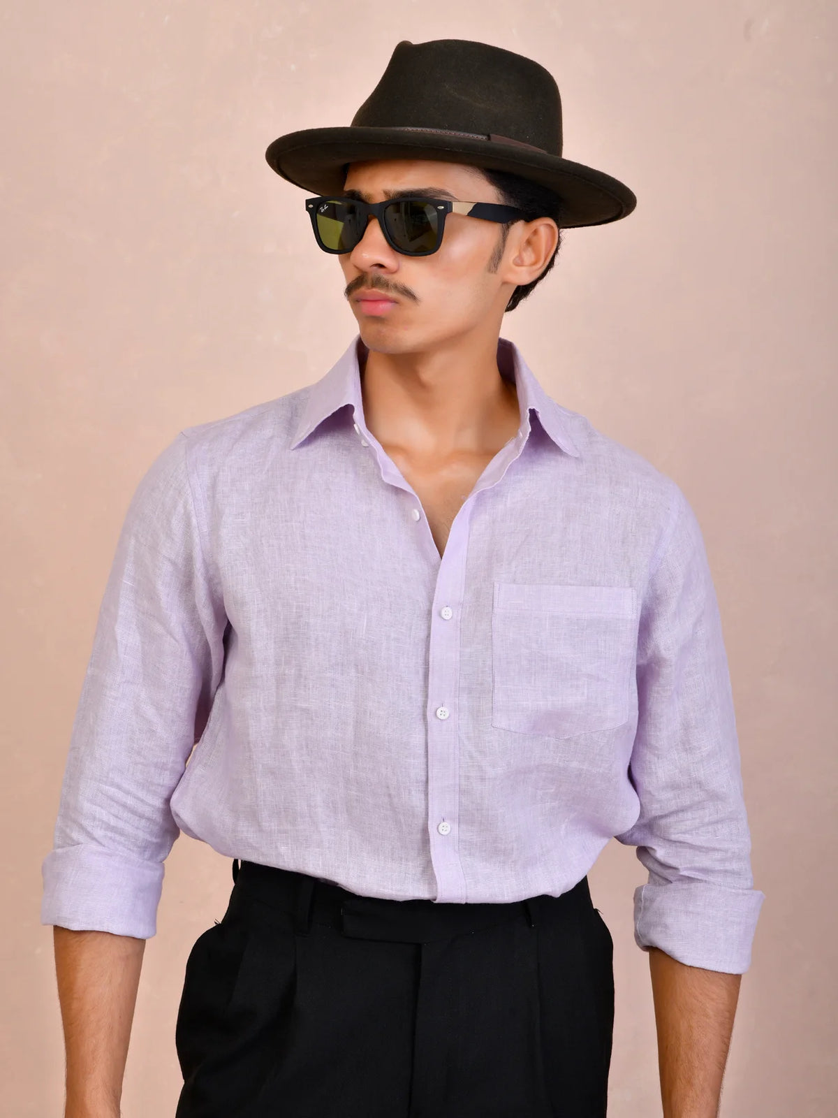 Solid Lavender Pure Linen Shirt