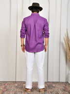 Solid Royal Purple Pure Linen Shirt