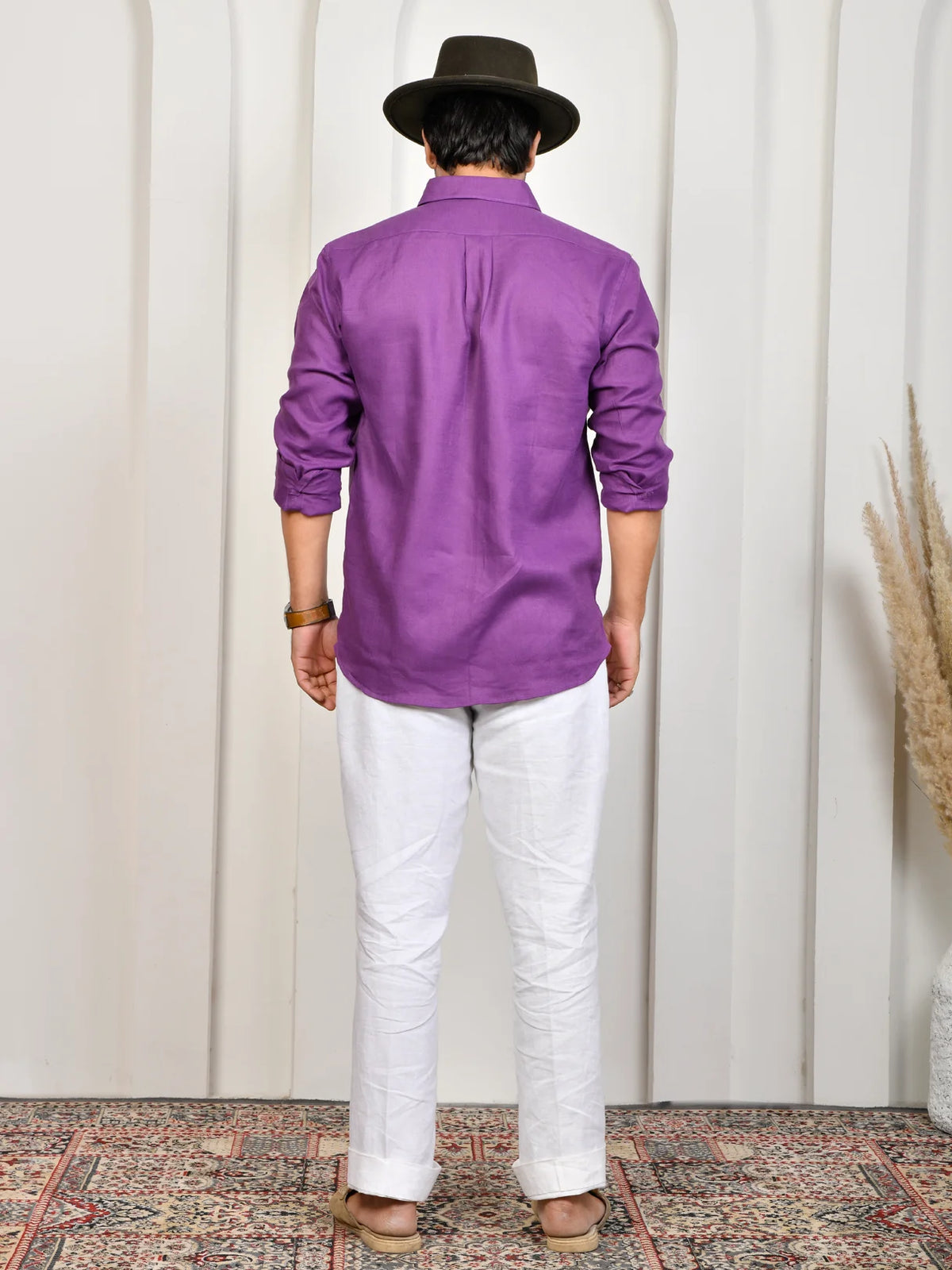 Solid Royal Purple Pure Linen Shirt