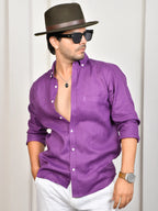 Solid Royal Purple Pure Linen Shirt