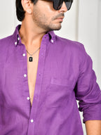 Solid Royal Purple Pure Linen Shirt