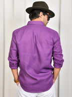 Solid Royal Purple Pure Linen Shirt
