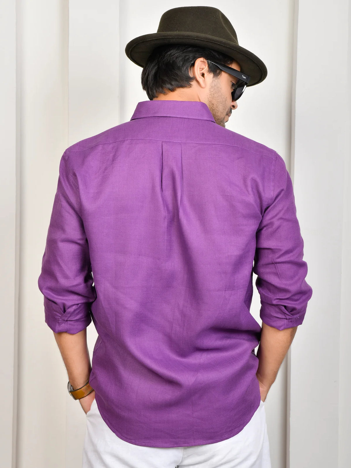 Solid Royal Purple Pure Linen Shirt
