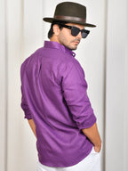 Solid Royal Purple Pure Linen Shirt