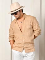 Solid Sand Beige Pure Linen Shirt