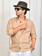 Solid Sand Beige Pure Linen Shirt