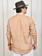 Solid Sand Beige Pure Linen Shirt