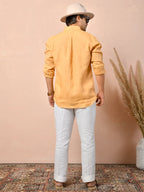 Solid Warm Golden Apricot Pure Linen Shirt