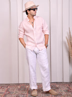 Solid Baby Pink Pure Linen Shirt