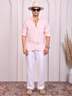 Solid Baby Pink Pure Linen Shirt