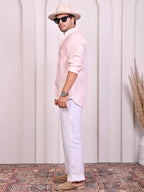Solid Baby Pink Pure Linen Shirt