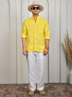 Solid Yellow Pure Linen Shirt